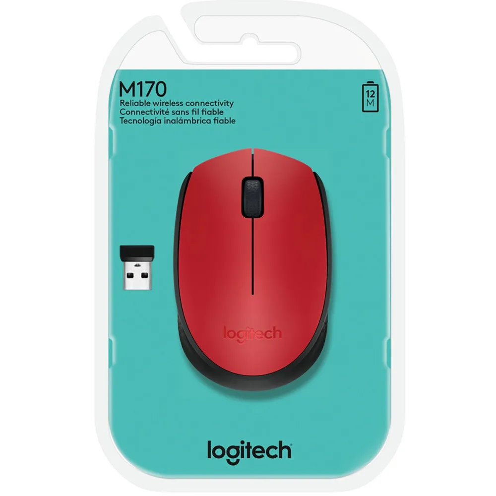 Mouse Sem Fio Logitech M170 Vermelho Nano Cod: 3401